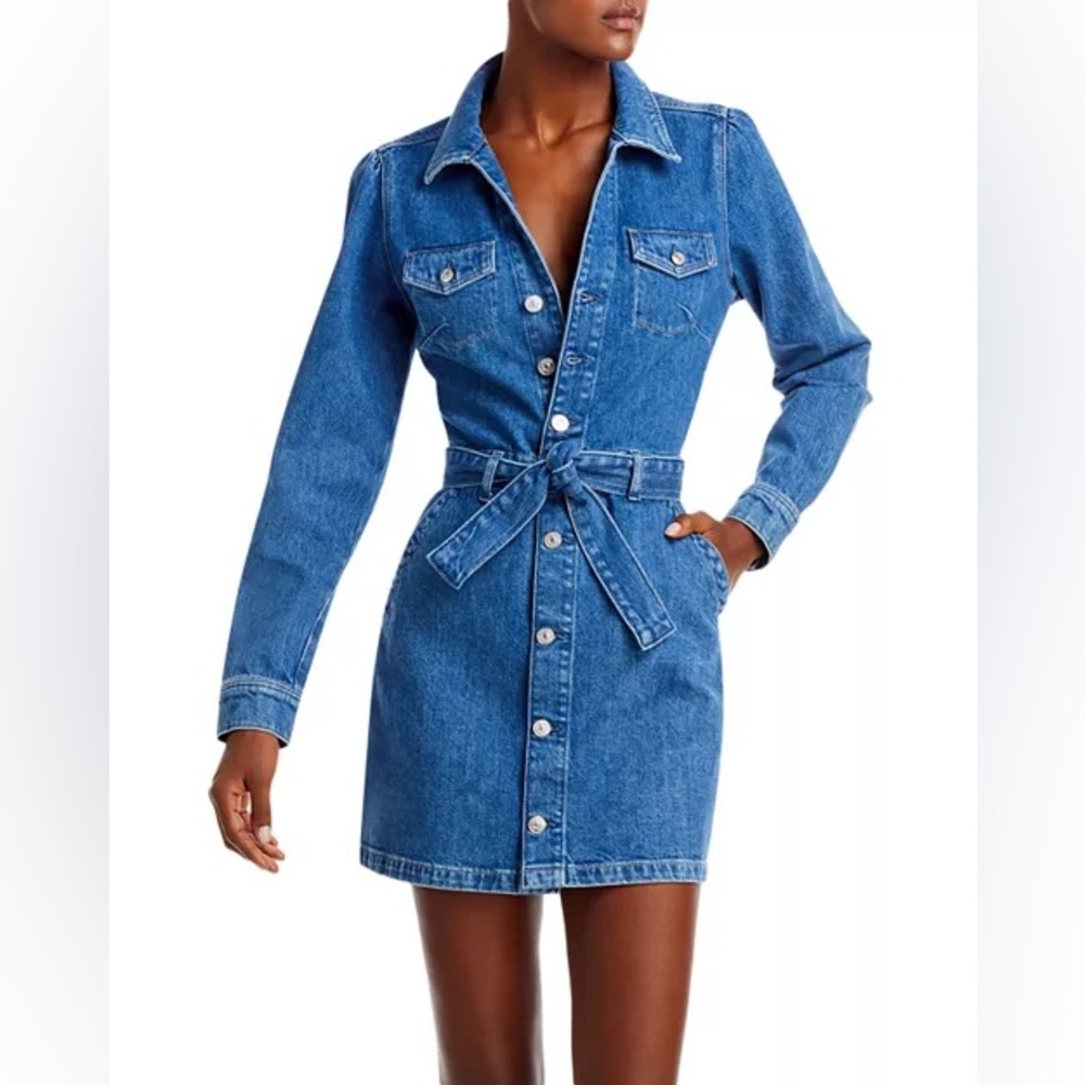 PAIGE Blue Denim Long Sleeve Dress